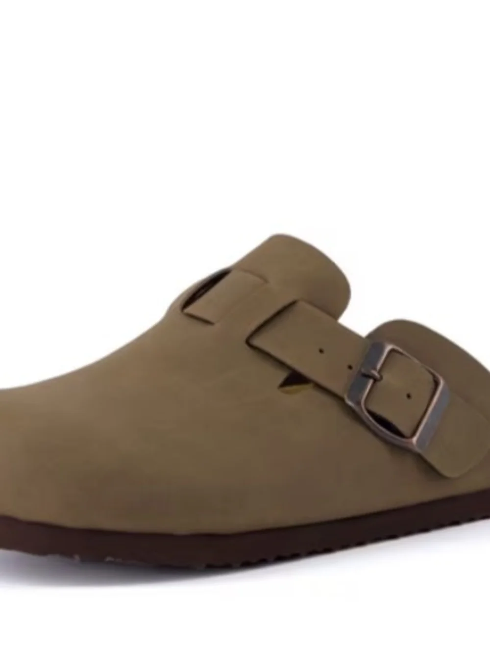 Cushionaire Classic Men’s Slip-On Buckle Clog in Olive Brown